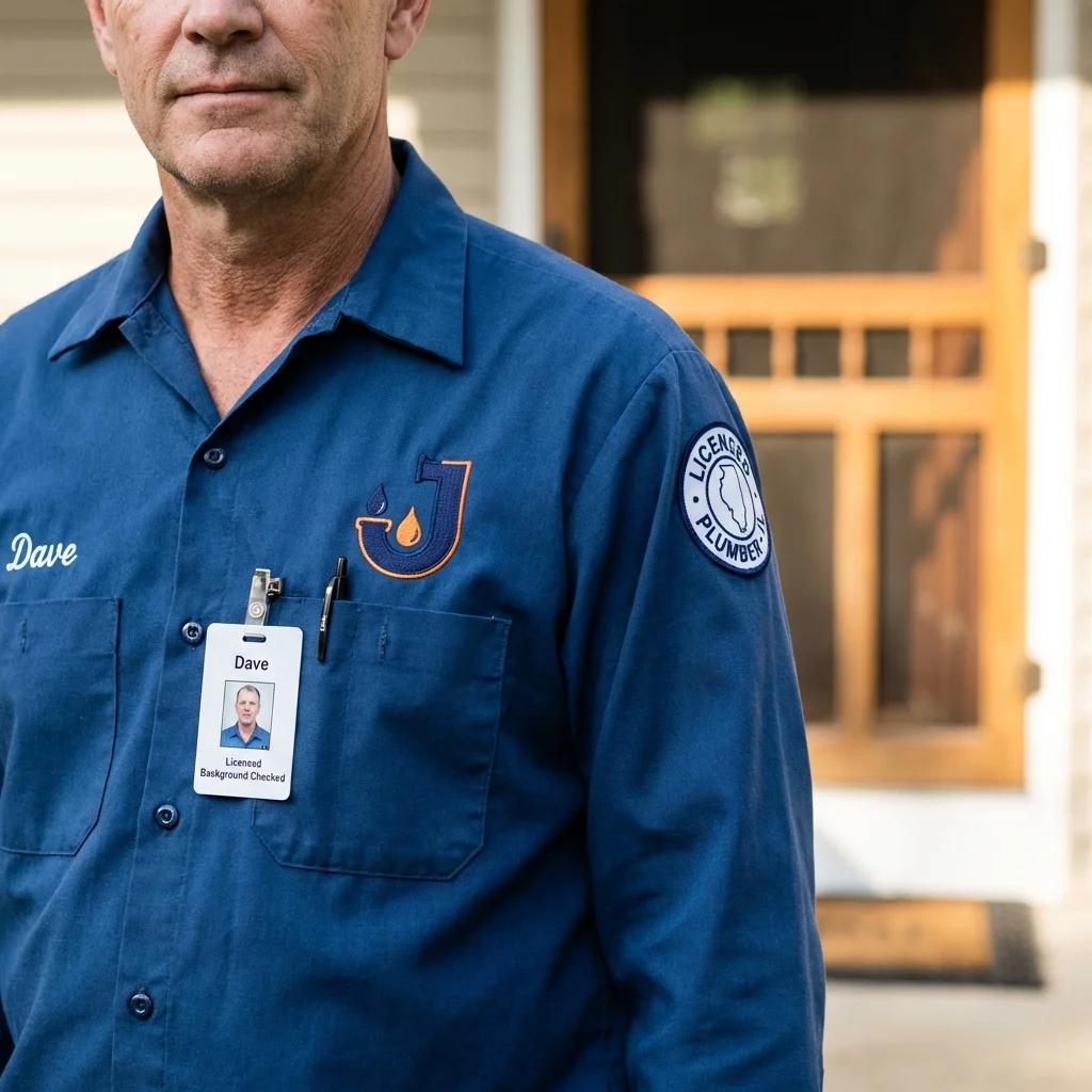 Licensed plumber showing ID badge in Ebensburg, PA