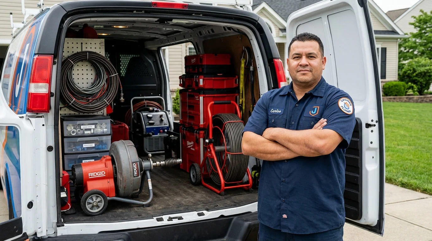 Professional drain cleaning equipment and Johns Plumbing LLC plumber in Ebensburg