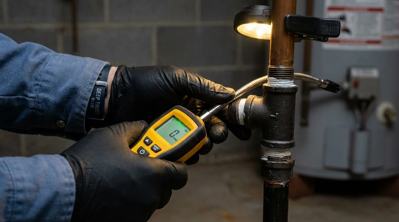 Gas leak detection with electronic sniffer by Johns Plumbing LLC in Ebensburg