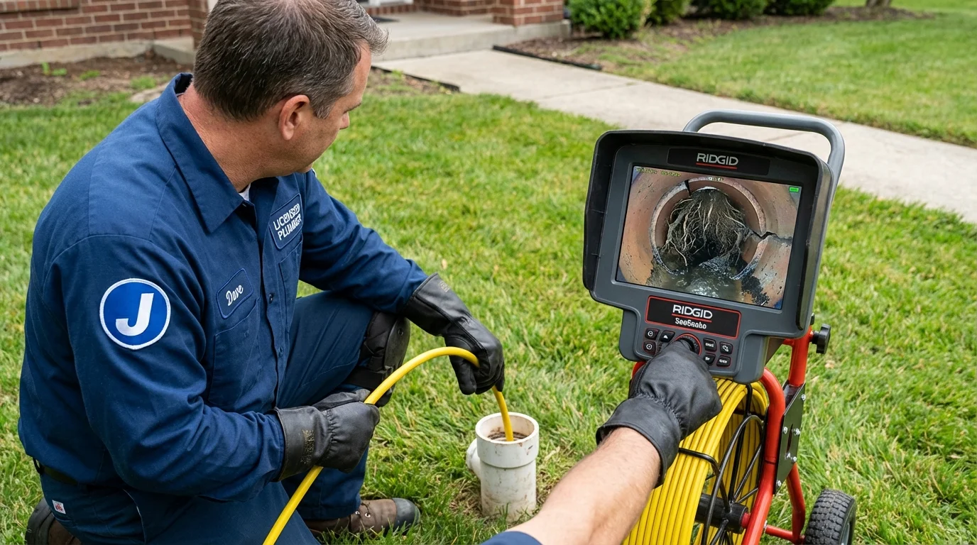 Sewer camera inspection being performed by Johns Plumbing LLC in Ebensburg